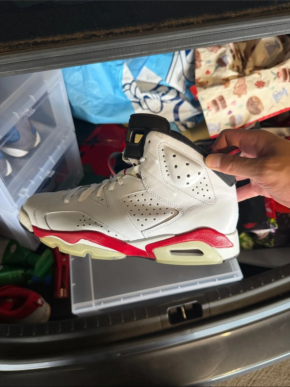 Jordan Men’s White, Black and Red High-Top Sneakers